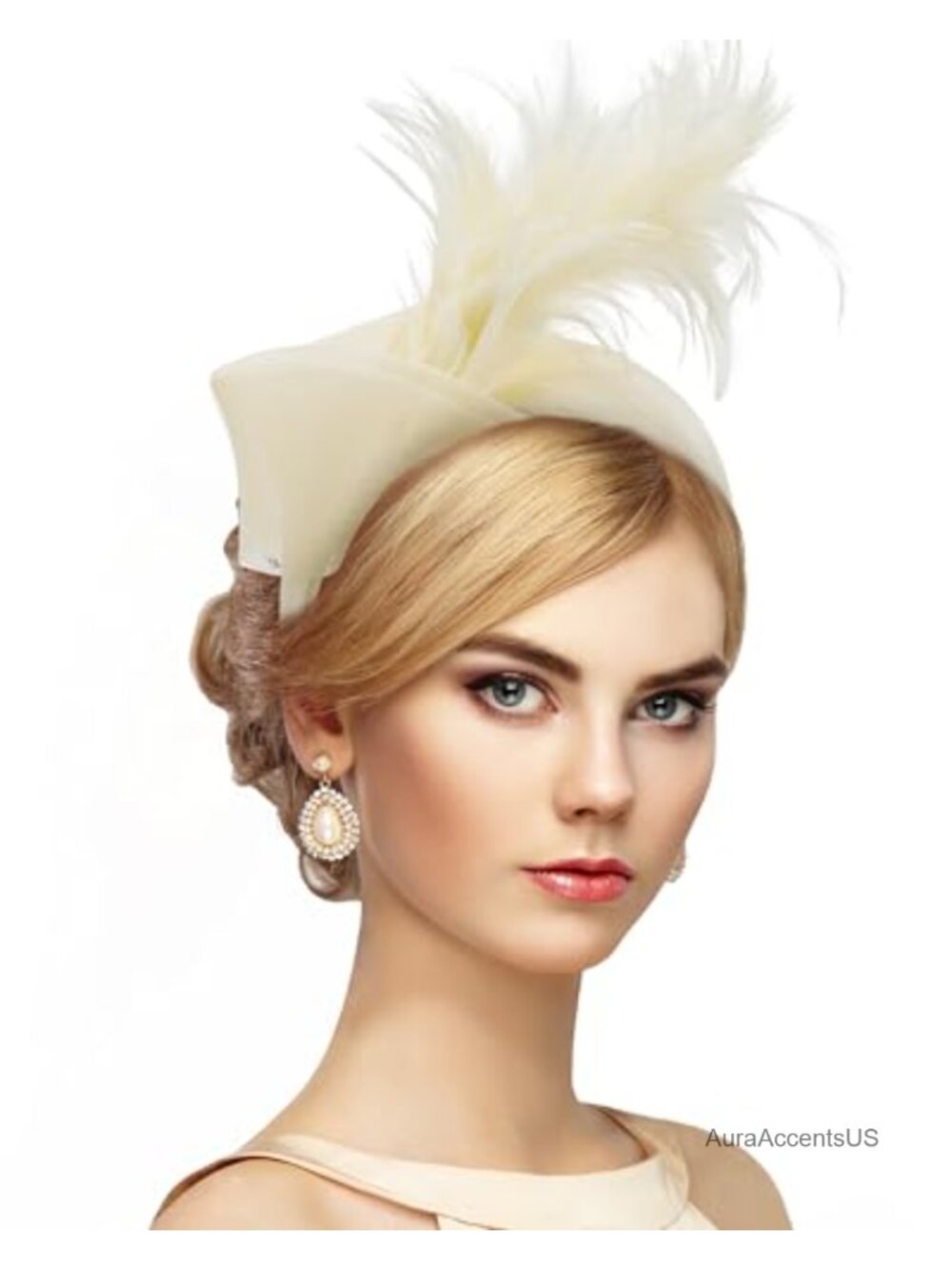 Women's Mesh Feather Fascinator Headband Elegant Tea Party Derby Hat